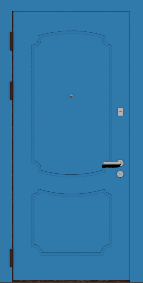 Металлическая входная дверь с отделкой голубая